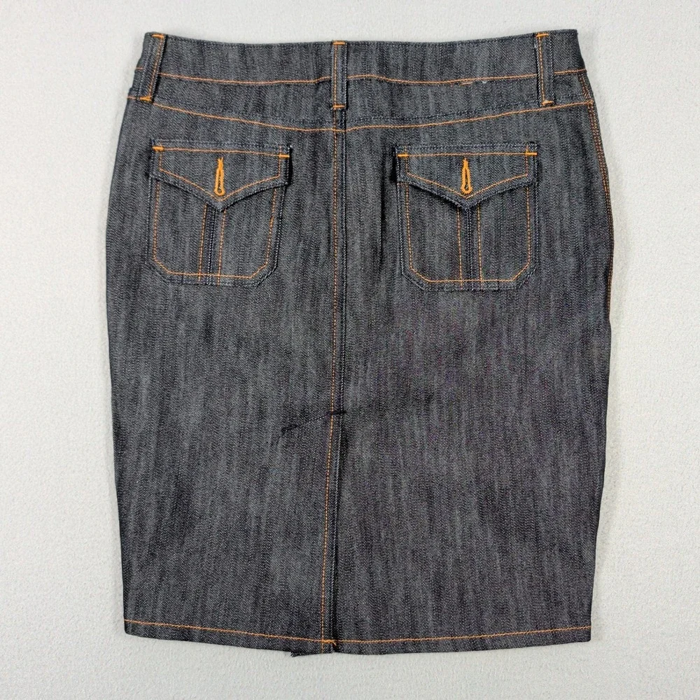 Rock & Republic Skirt Womens 27‎ Blue Denim Contrast Stitching Casual